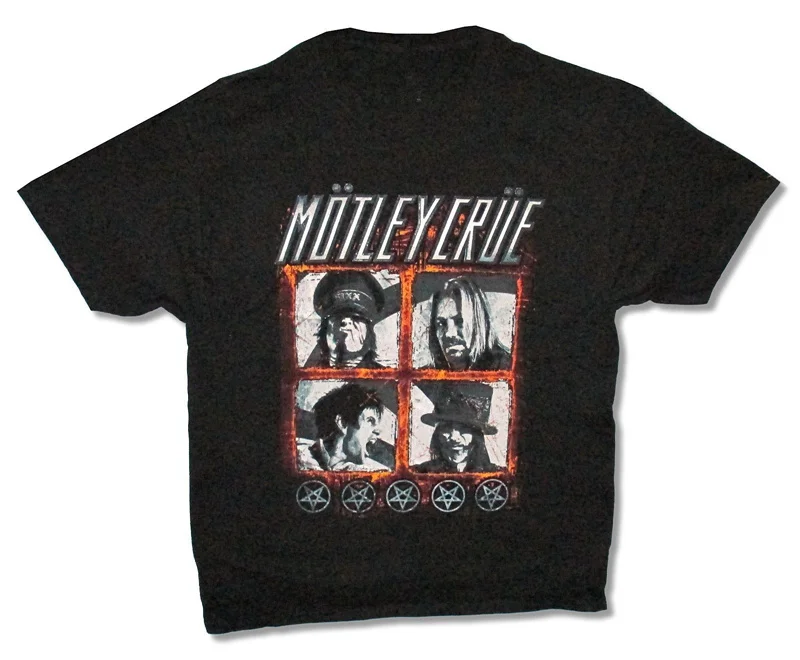 Дизайн рубашка Графический мужчины Motley Crue "4 квадраты 2012" o-образным вырезом с коротким рукавом футболки