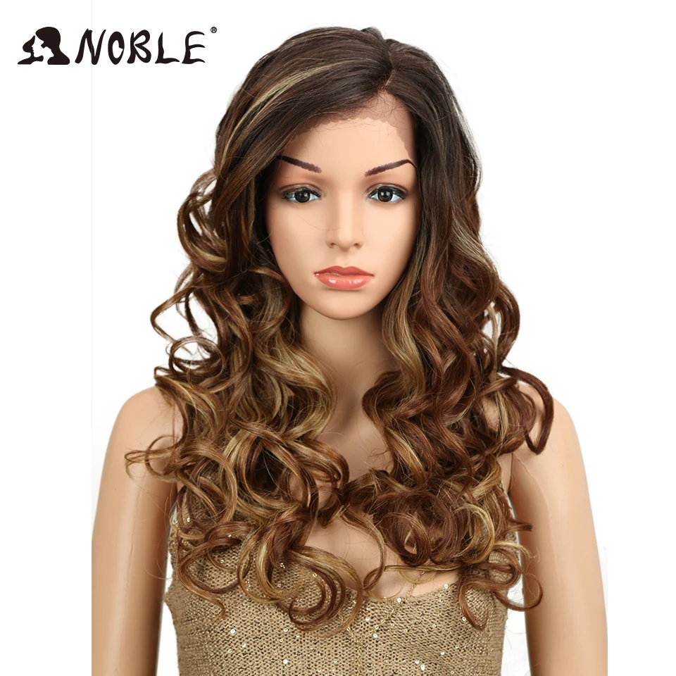 

Miracle Synthetic Hair Long Ombre Wig Mix 3 Colors Side Part Space 22" Heat Resistant Bouncy Curly Lace Front Wigs For Women
