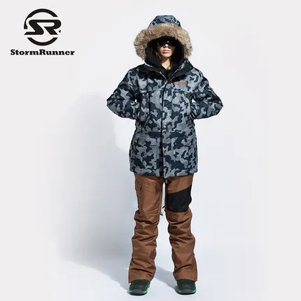 Бренд StormRunner, лыжный костюм, женские куртки для сноубординга+ штаны, теплые зимние пальто, дышащие цветные камуфляжные женские лыжные комплекты - Цвет: SETs   1