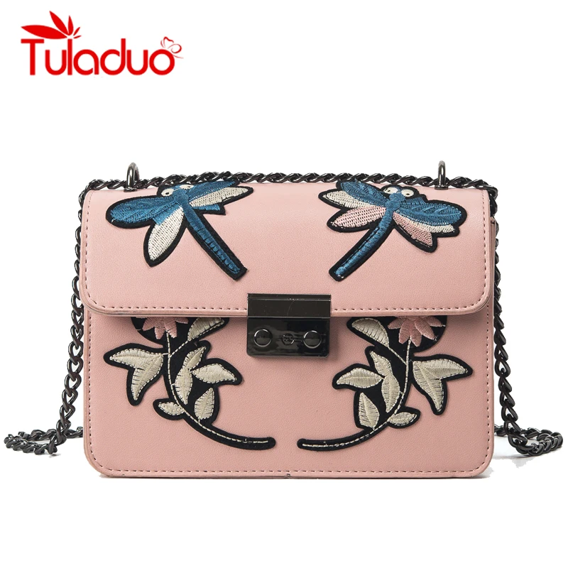 font b Women b font Crossbody font b Bags b font Embroidery Ladies PU Leather
