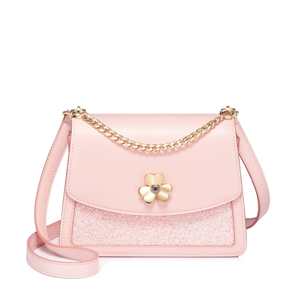 

2019 NEW Brand Women's PU Leather Messenger Bags Ladies Fashion Crossbody Bags Female Sweet Flower Chains Shoulder Purse