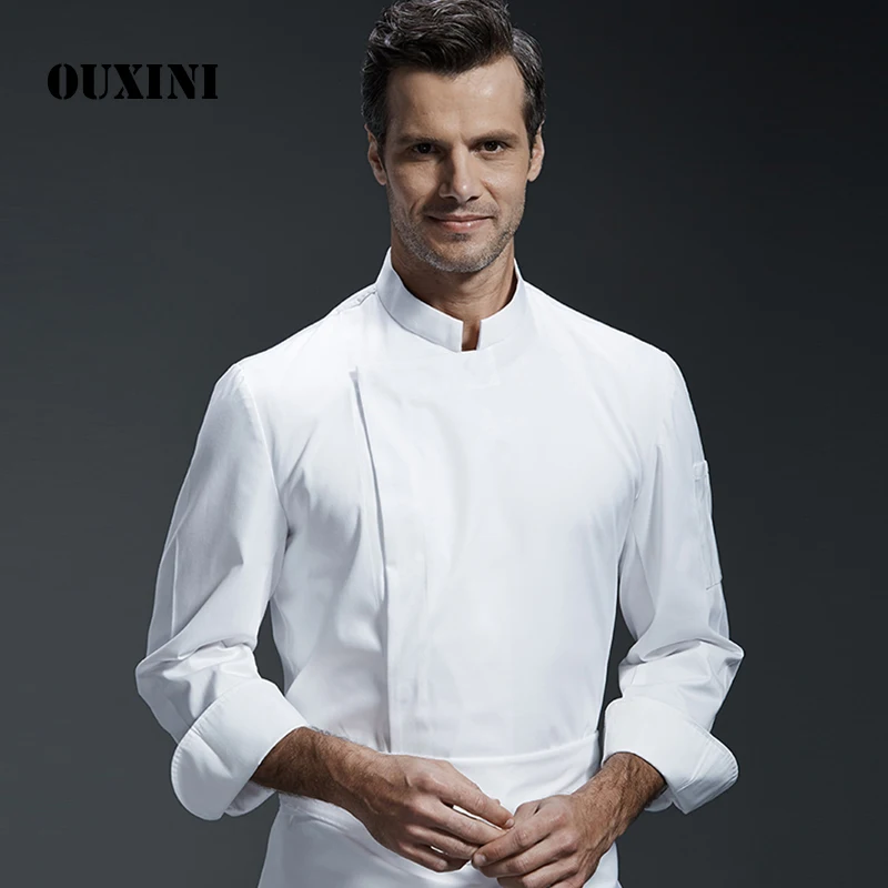 Униформа для отеля, Профессиональная форма шеф-повара для ресторана, кухни, серая куртка шеф-повара, одежда для приготовления пищи с длинным рукавом