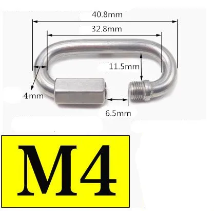 Безопасная Пряжка из нержавеющей стали с гайкой, карабин, крючок, застежка, карабин, брелок для ключей, кольцо для альпинизма, похода, аксессуары - Цвет: M4