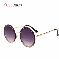 Rosscacx Роскошные Алмазные Круглые Солнцезащитные очки женские Стразы негабаритные хипстерские очки ретро модные солнцезащитные очки Oculos de