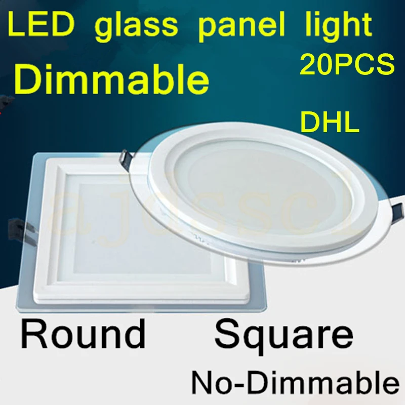 20PCS LED Square Panel Glass Dimmable 6W 12W 18W LED Downlight Cover Lights High Bright Ceiling Recessed Lamps AC85-265 + Driver