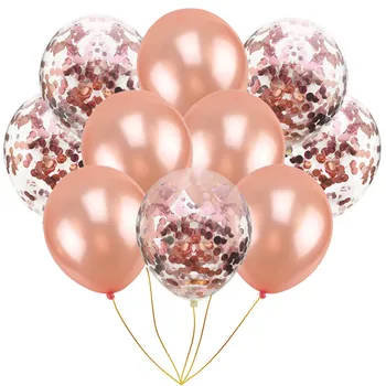 

10pcs Mix Rose Gold Confetti Latex Balloons Metallic 12 Inches Party Balloons For Baby Shower Bridal Shower Wedding Decorations