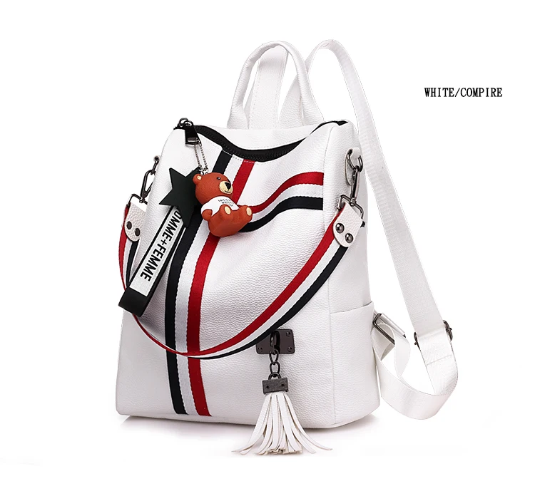 Ретро Модный женский рюкзак на молнии популярная кожаная школьная сумка высокого качества сумка через плечо для молодежных сумок кожаная сумка с кисточками