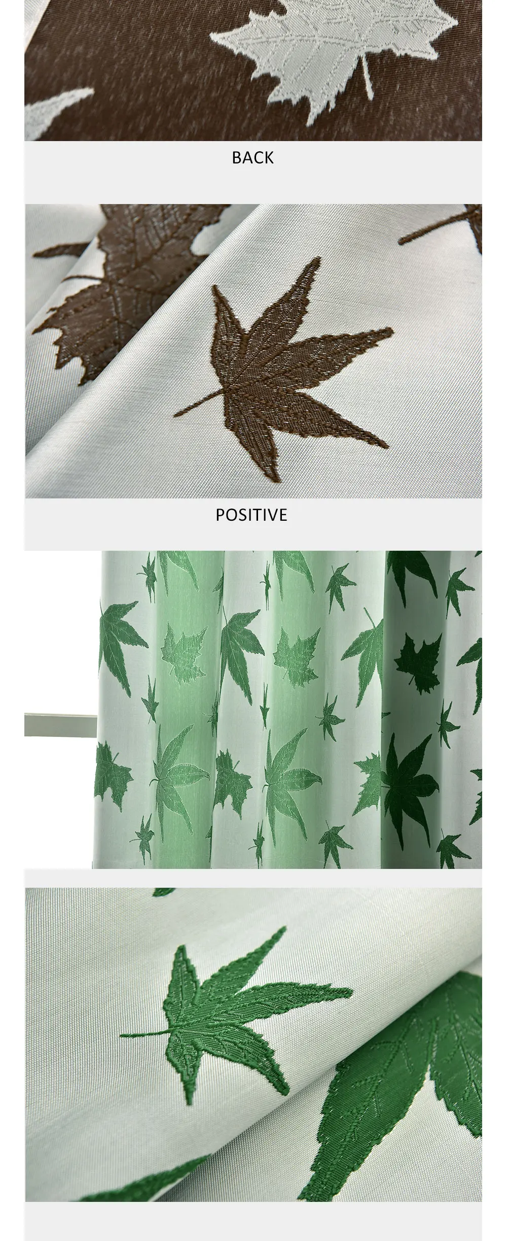 Smt605LOZUJOJU Maple Jacquard New Design Drapes Curtain Semi Shade for Bedroom Windows Modern Style Fabric Green Living Room Elegant (2)