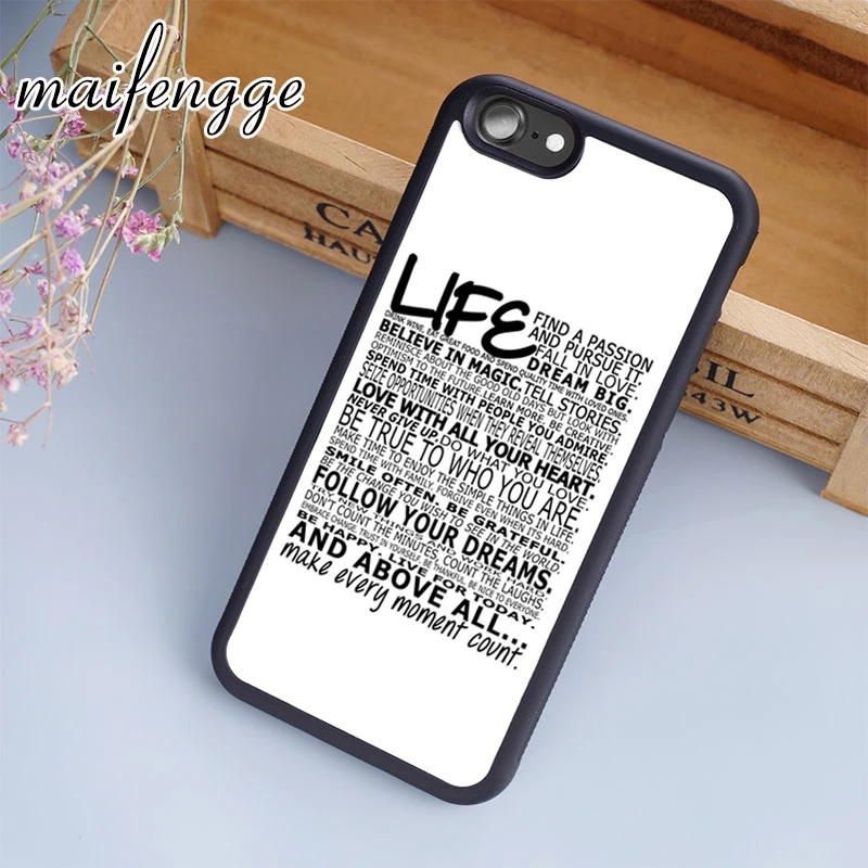 maifengge Inspirational Life Quote Motivational Case For iPhone 5 6 7 8 plus 11 12 Pro X XR XS Max Samsung Galaxy S7 S8 S9 | Мобильные