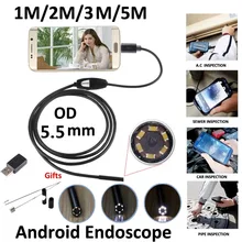 1 м 5,5 мм эндоскоп камера USB Android эндоскоп Водонепроницаемый 6 светодиодный бороскоп змея гибкий, для камеры контроля для Android ПК