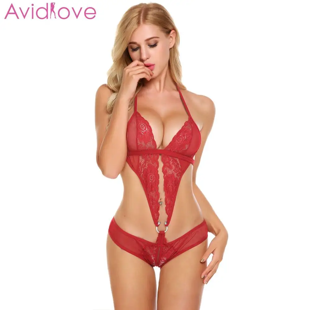 Сексуальное женское белье Avidlove Badydoll, одежда для сна, кружевная одежда с вырезом на крючке, женское нижнее белье без рукавов, сексуальное женское белье из натурального материала - Цвет: Wine Red