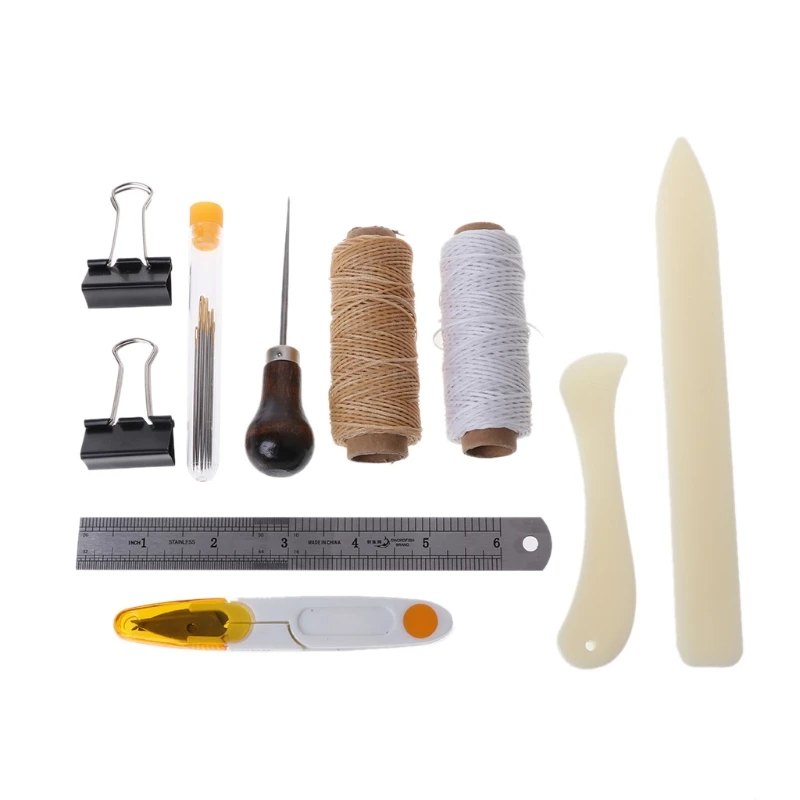 11 Pieces Bookbinding Kit Starter Tools Set Bone Folder Paper Crafts Sewing Hot