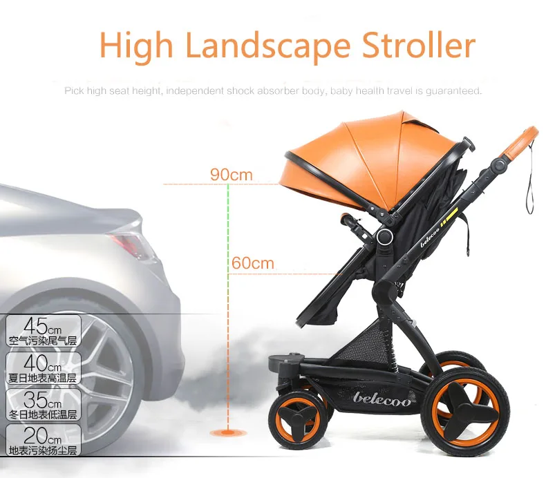 Детская коляска 3 в 1, высокое качество, детская коляска, может лежать, многофункциональная коляска для новорожденных, коляска с высоким пейзажем, детская коляска