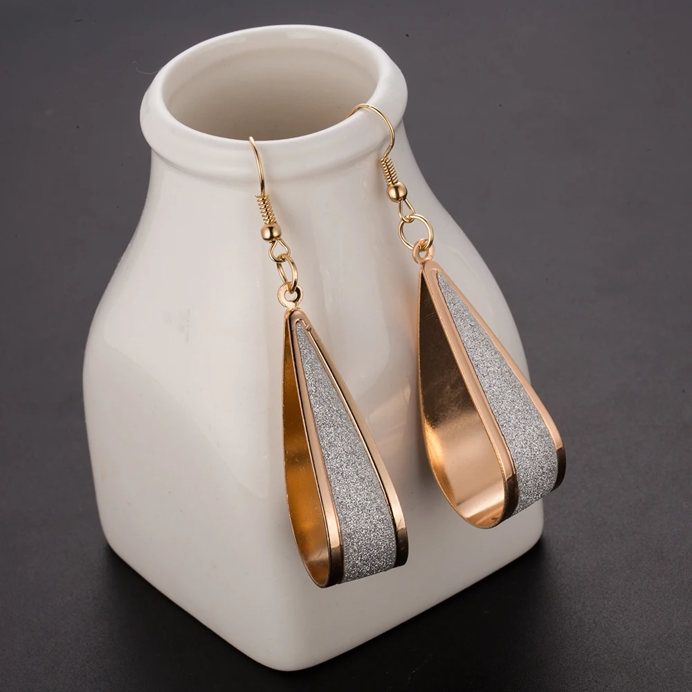 

KISSWIFE Brincos longos dangle para mulheres Silver/Gold Crystal Scrub Drop Hook Earrings Long earring Pendientes For Women