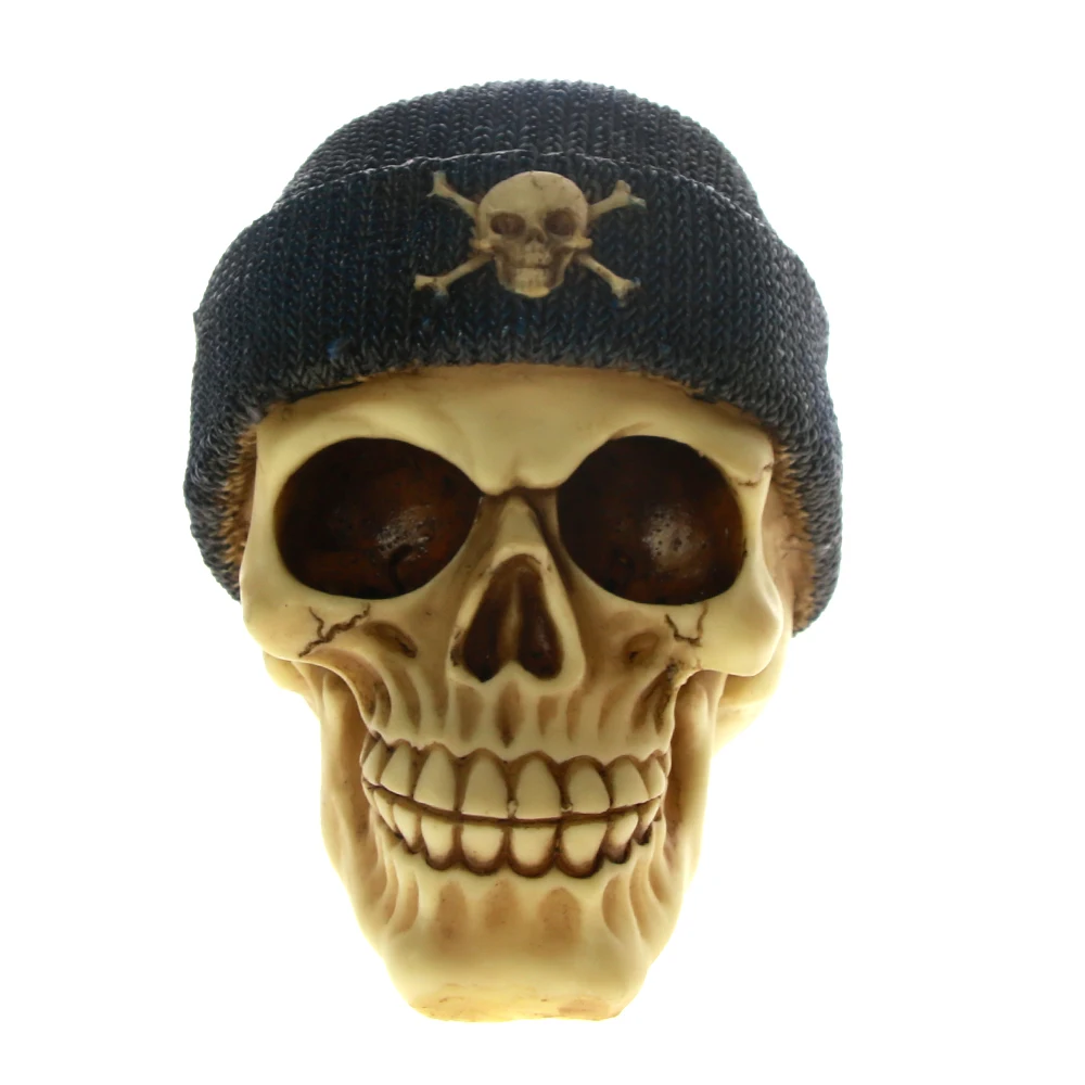 Punk Gangster Skull  Head  with Knit Beanie Hat Fashion 