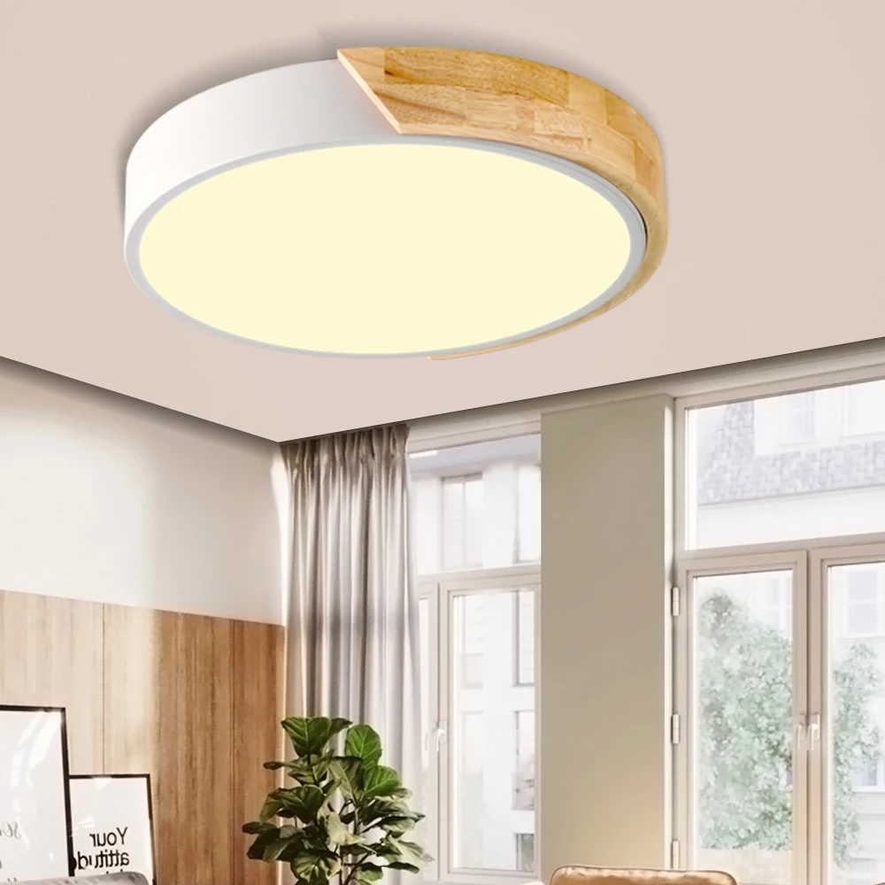  Nordic Wood led Ceiling Light Lamp Living Room Lighting Fixture Bedroom Kitchen Surface Mount Ceili - 4000012269461