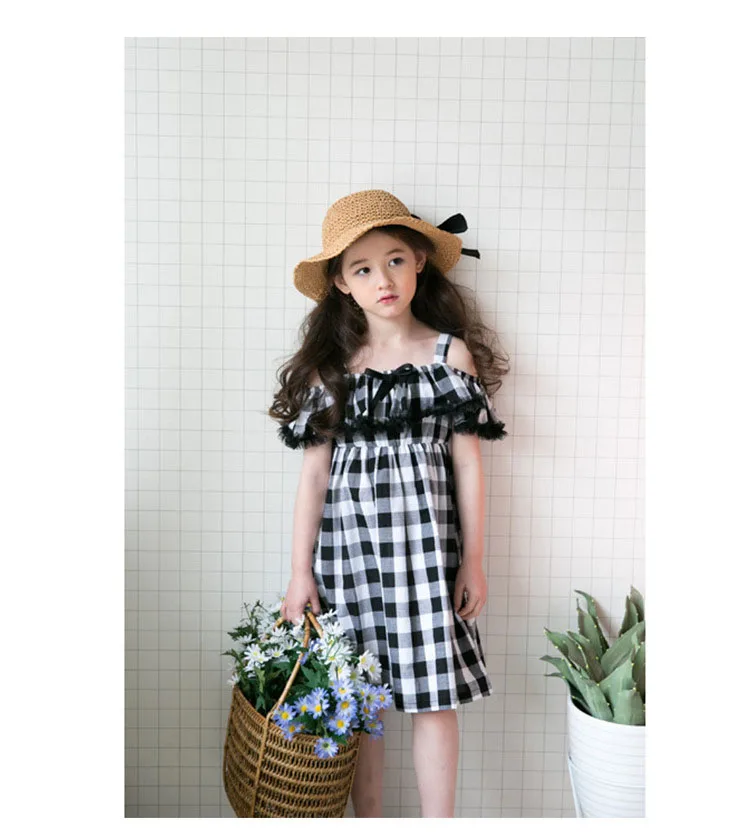 summer spring school long cotton big girls dresses age 10  princess ruffles white black plaid toddler children dresses 8 2018 new 4 5 6 7 8 9 10 11 12 13 14 15 years little big  girls dresses for girls children  (5)