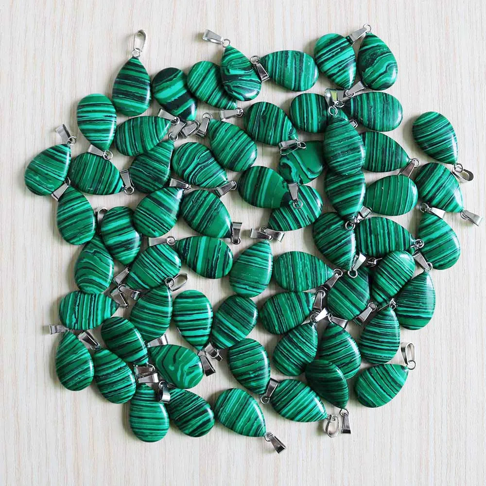

Wholesale Charms malachite warter drop teardrop stone beads pendants DIY jewelry making for earring Free shipping