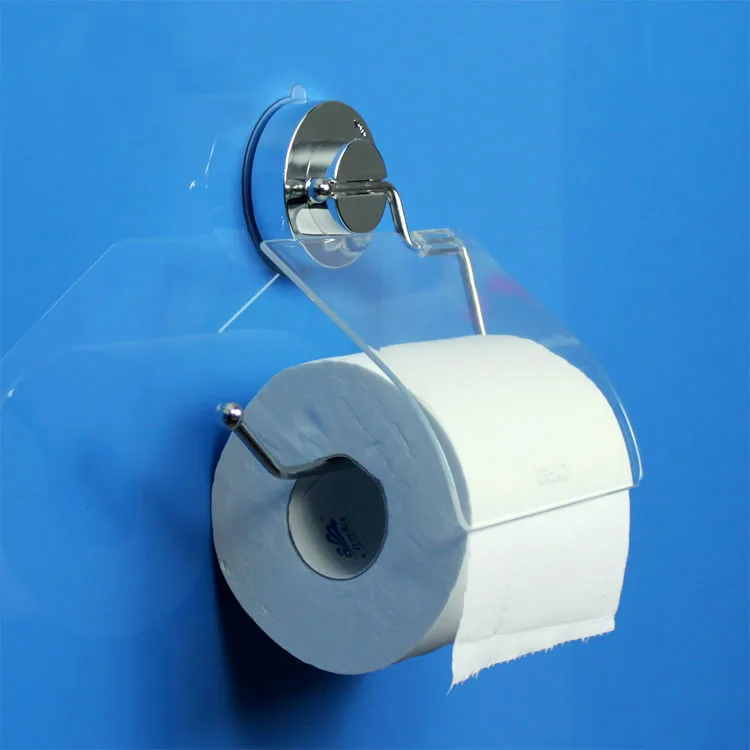 Нержавеющая Сталь Настенный супер всасывающий держатель для вакуумного туалетной бумаги держатель рулона туалетной бумаги с крышкой DEHUB - Цвет: silver