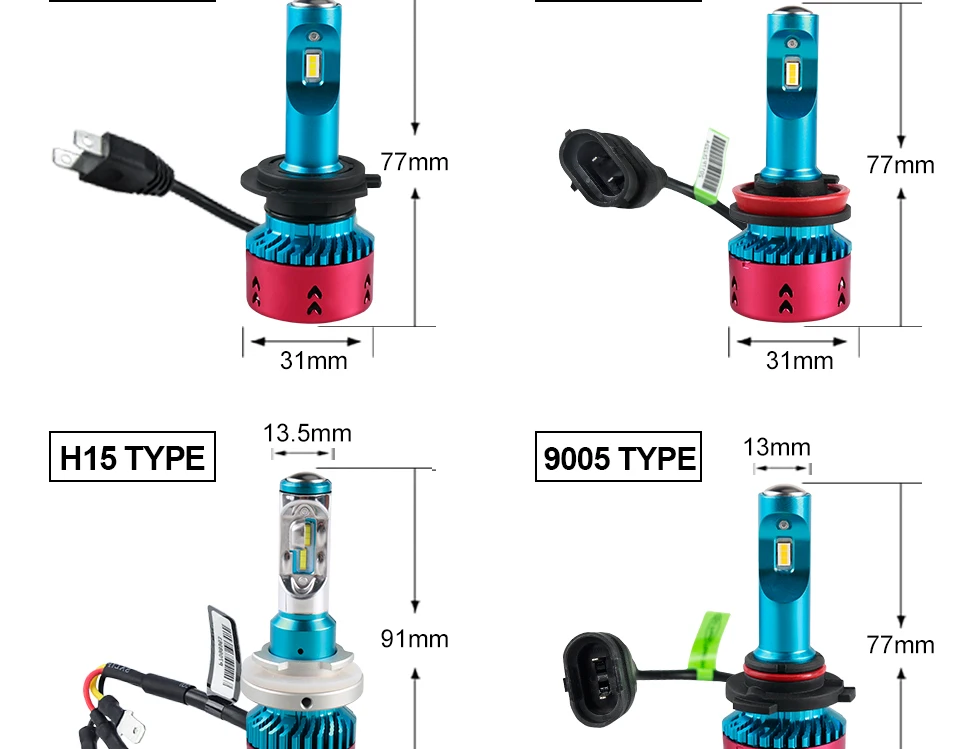 H4 LED Car Light H7 H1 H11 16000Lm 12V ZES Chips Ampoule Led Voiture 9005HB3 9006HB4 H8 HIR2 70W 6500K Led Automotivo Lampada (12)