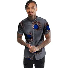 Африканский стиль, модная мужская африканская одежда, Дашики, одежда, топы с принтом, Африканский короткий рукав, стоячий воротник, рубашка для мужчин