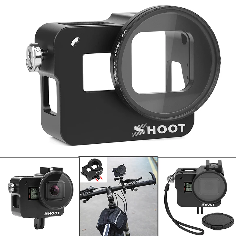 Черный для GoPro Hero 7/Hero 6/Hero 5 защитный корпус оболочки камеры чехол Горячий башмак+ 52 мм УФ объектив фильтр камеры аксессуары