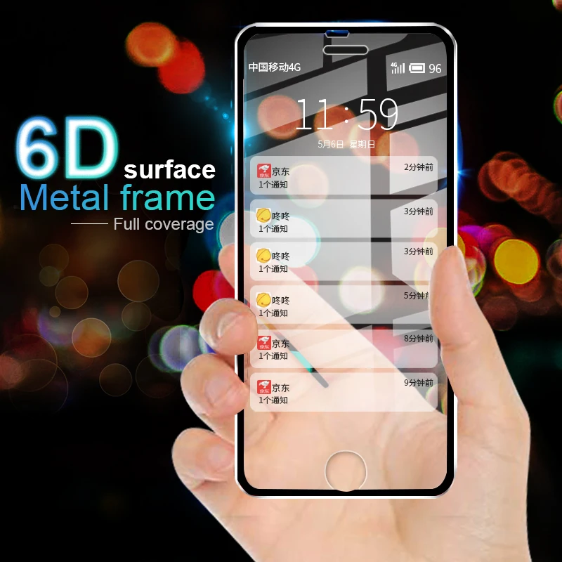 RZP 6D защита экрана с изогнутыми краями для iPhone 6 s Plus закаленное стекло Apple S металл +