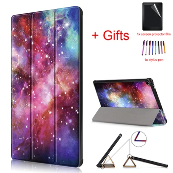 

Smart Auto Wake/Sleep Funda Case for Amazon Kindle Fire HD 10 2017 10.1" Tablet Flip PU Leather Stand Capa Cover+Film+Pen