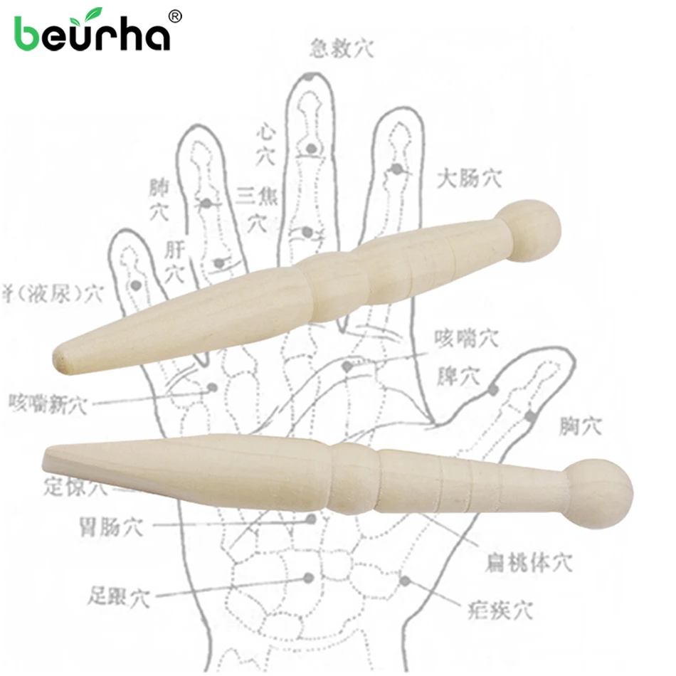 2PCS Finger Acupressure Point Massage Stick Wooden Massage Stick
