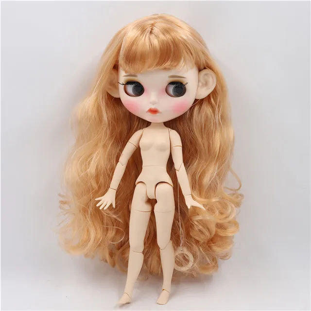 doll with ears Фабрика blyth кукла 1/6 bjd белая кожа сустава тела золотые волосы, новое матовое лицо резные губы с бровью индивидуальные лица BL2240 - Цвет: doll with ears