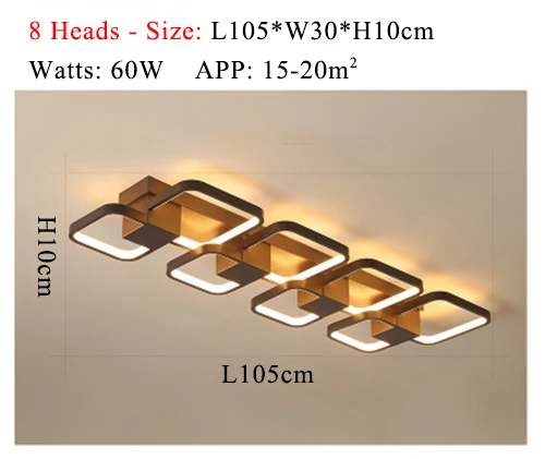 Прямоугольник 2/4/6/8/10 головок коричневый средства ухода за кожей отделка современный Led минимализм потолочные светильники для Гостиная мастер Спальня комната кабинет - Цвет корпуса: 8 Heads