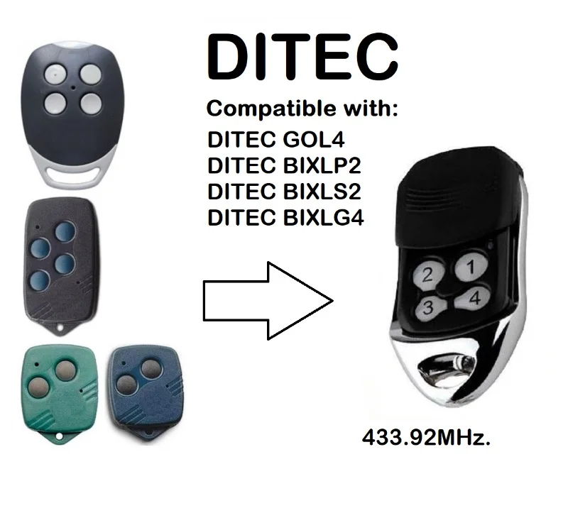 

DITEC GOL4,BIXLP2,BIXLS2,BIXLG4 Rolling code 433mhz replacement remote control free shipping