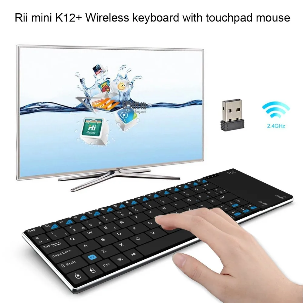 Испанская клавиатура Rii mini K12+/i12+ беспроводная клавиатура и K12+ Bluetooth клавиатура с тачпадом мышь для ПК планшет Android