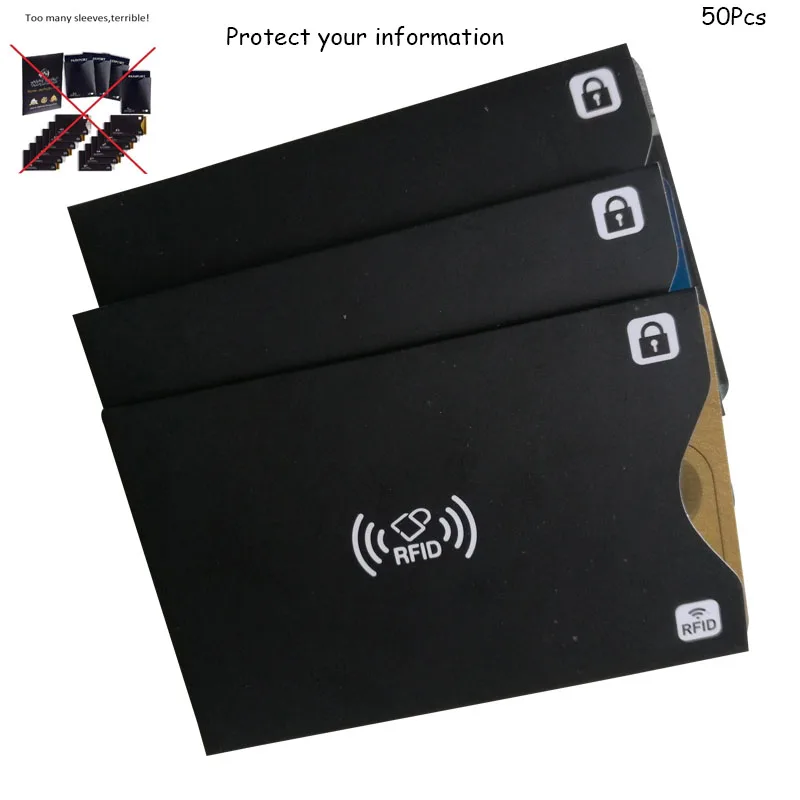 50Pcs/Lot RFID Blocking Sleeve Aluminium Foil Cards Protector Identity Theft Prevention Shielded | Безопасность и защита
