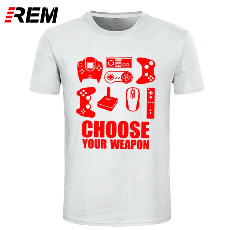 REM, новинка, летняя мужская футболка, выберите свое оружие, геймер, футболка, контроллер видеоигр, хлопковая футболка с коротким рукавом - Цвет: 2