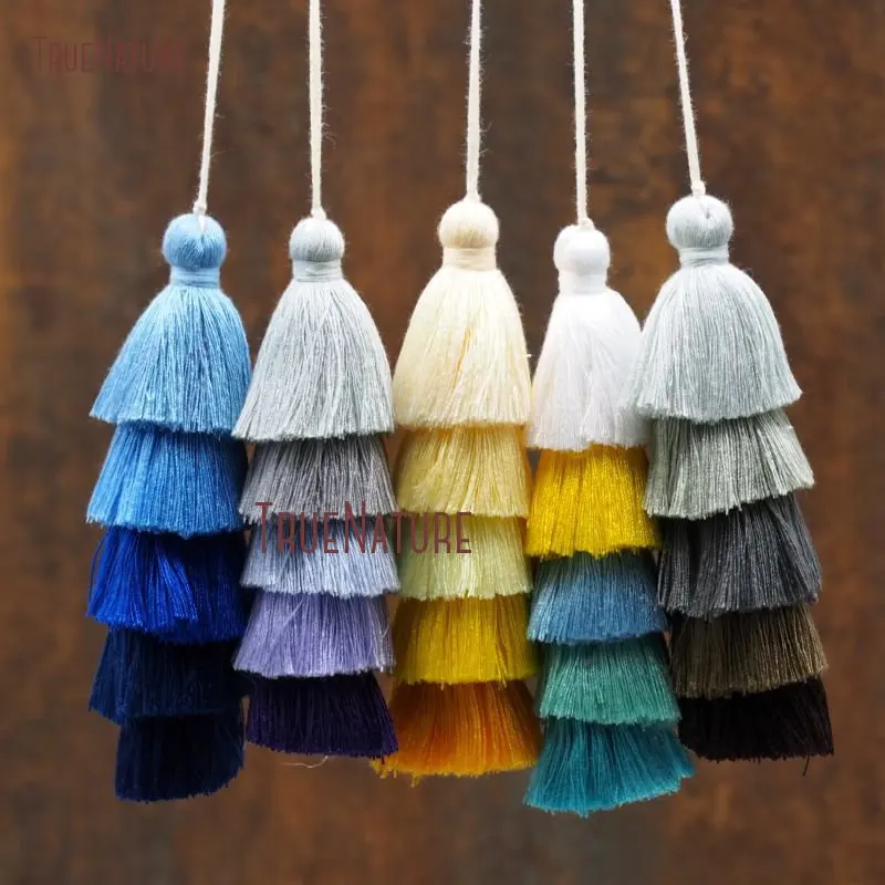 

Hot Sale Jewelry Accessory Vintage Cotton Layers Tassel Pendant 5 Layers Long Bohemian Tassel 5.2 inch PM8781