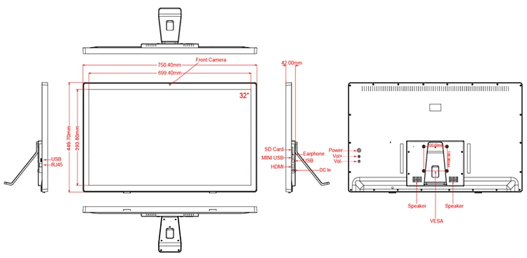 32 inch Android all in one pc product chart 3288