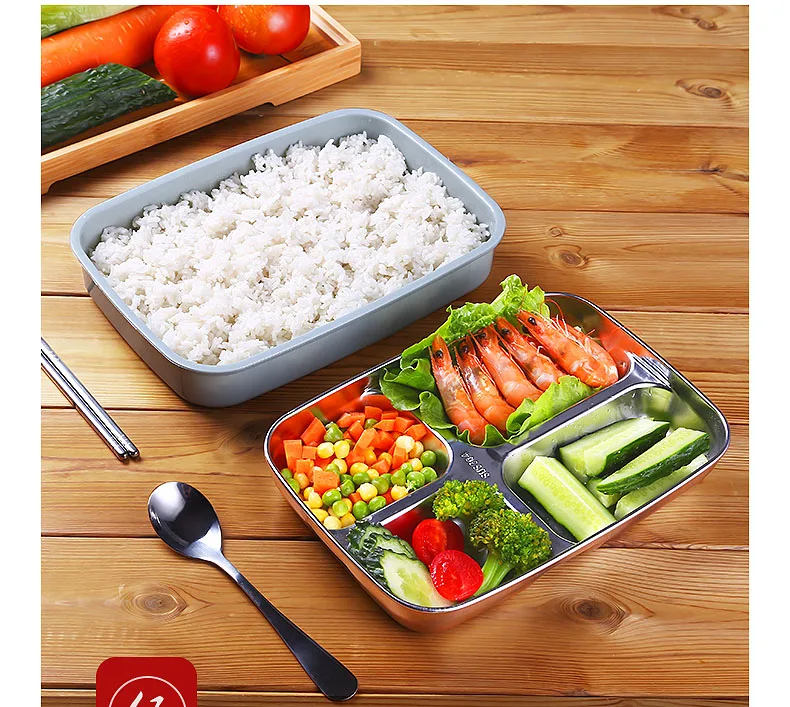 Stainless Steel Food Container Set 1000ml Lunch Box Bento Handbag Optional Leak Proof Lunch Box Inox With Chopsticks Spoon  (17)
