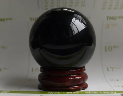 

60MM+Stand Natural Black Obsidian Sphere Large Crystal Ball Healing Stone