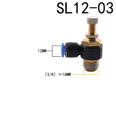SL пневматический L Тип регулятор скорости потока 4-12 мм OD шланг трубка 1/" 1/4" 3/" 1/2" BSP Мужской газовый воздушный поток предельный клапан быстрая установка - Цвет: SL12-03