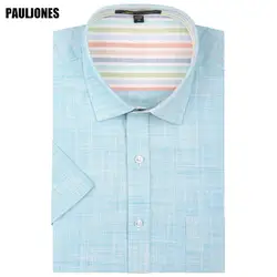 Pauljones d41xx корейской Slim Fit Для мужчин Лен Рубашки для мальчиков мужские повседневные платья Бренд Высокое качество Для мужчин S летние шорты