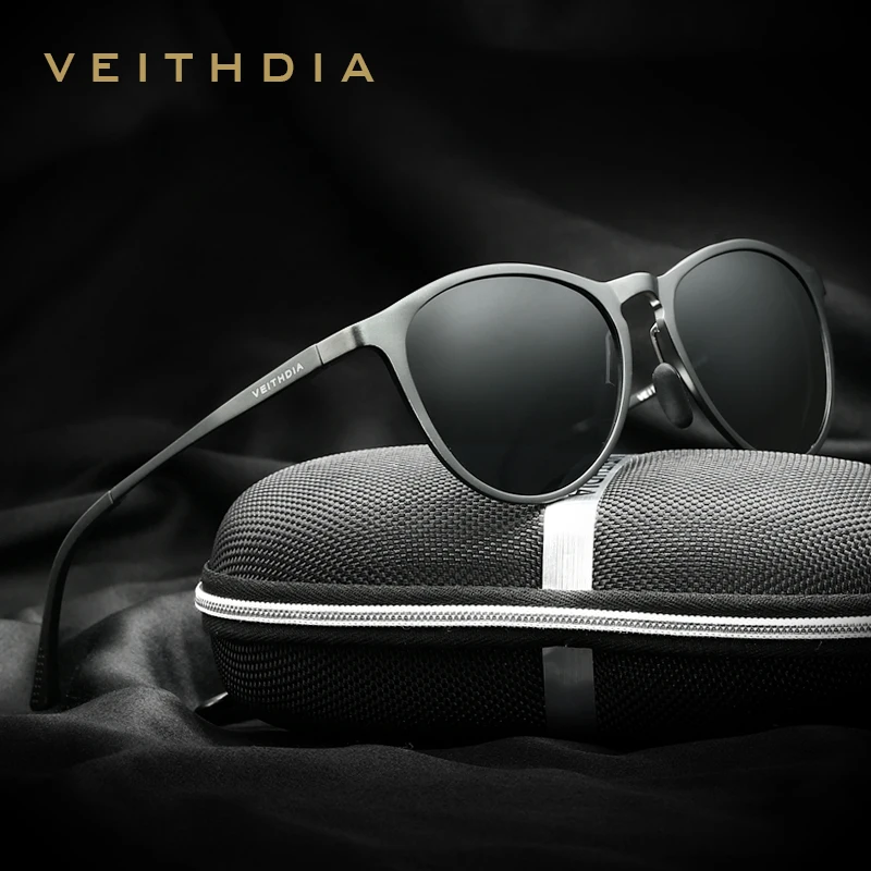 VEITHDIA Sonnenbrille Retro Aluminium Magnesium Sonnenbrille Polarisierte Objektiv Vintage Brillen Zubehör Sonnenbrille Männer/Frauen 6625