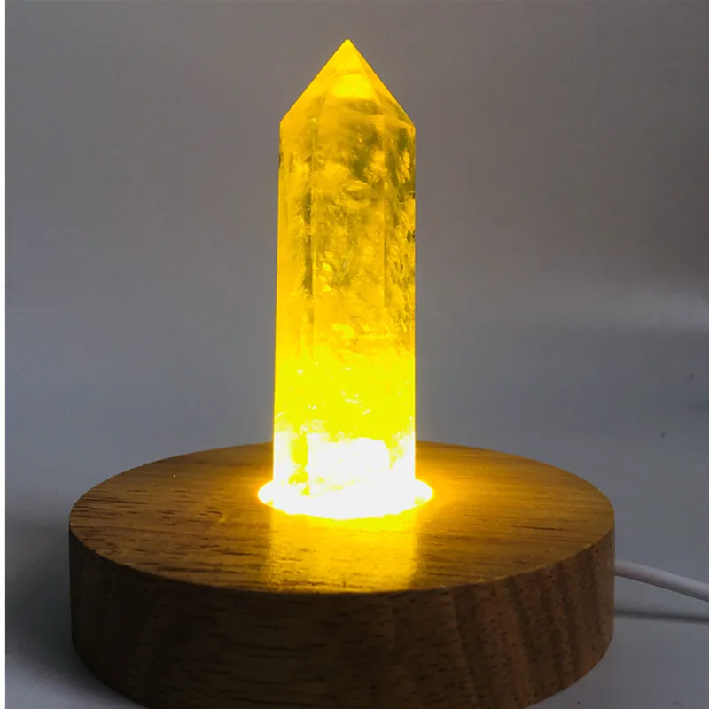 Natural Yellow Quartz Crystal Gemstone Point Reiki Healing Chakra Citrine Rock Crystal Wand Feng Shui Gift Wood Base Lamp Stones Aliexpress