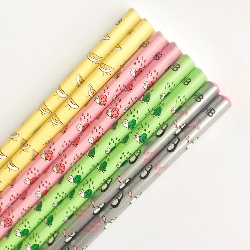

3X Kawaii Penguin Little Tortoise Gudetama HB Standard Wooden Pencil Writing Drawing School Supply Student Stationery