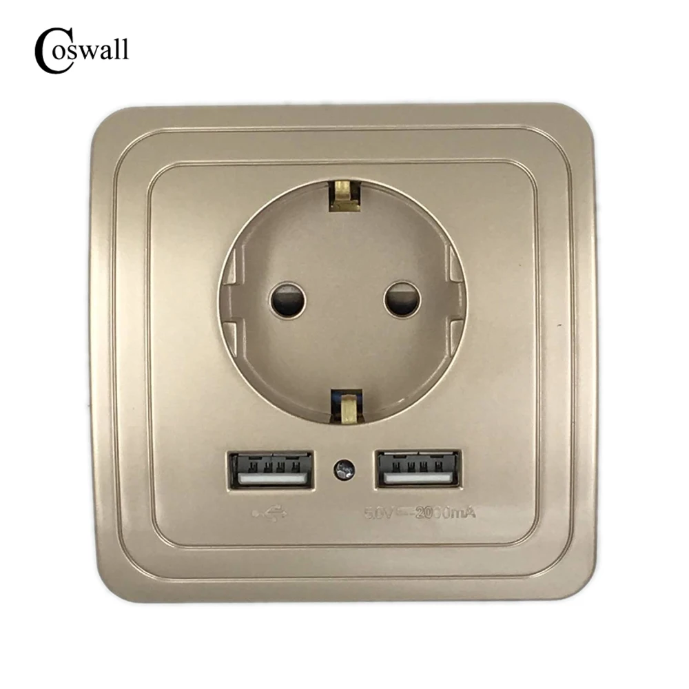 COSWALL Wall Power Socket Grounded, 16A EU Standard Electrical Outlet
