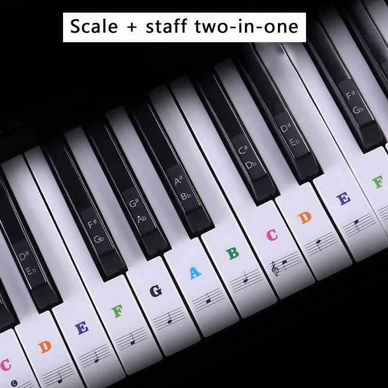 1 шт. съемная ПВХ фортепианная наклейка 54/61 88 ключ прозрачная, в форме рояля клавиатура Stave электронная клавиатура Примечание наклейка