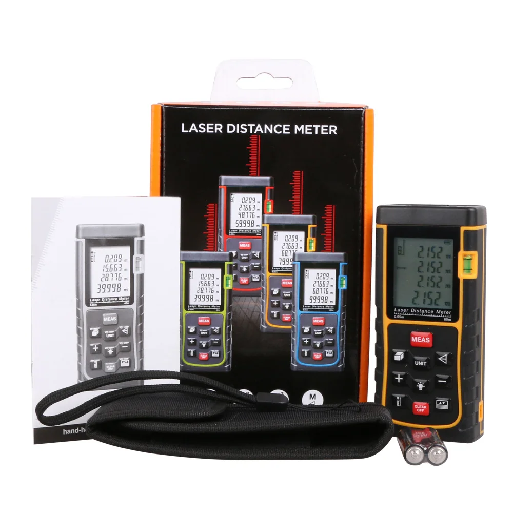 

Free Shipping SNDWAY 80M Laser Distance Meter Bubble level Tape measure Area volume M/Ft/in Tool Rangefinder RZ80