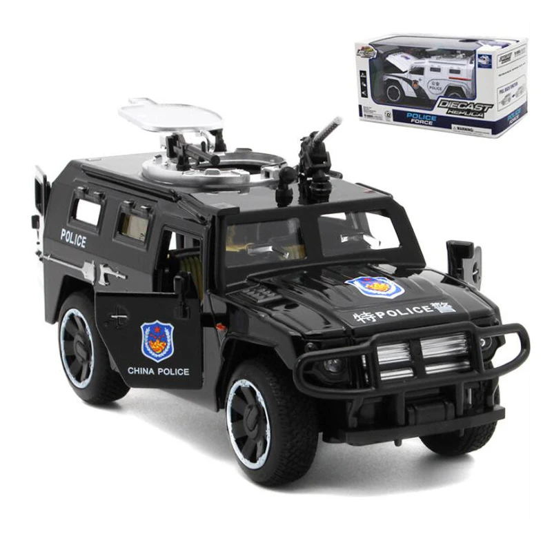 

1:32 Six Rounds Police Flashing Diecast Car Model With Pull Back Four Doors Open Model Toys For Kids Gifts