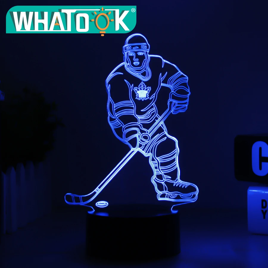 

Hockey 3D Modelling Table Lamp 7 Colors Change LED NightLight USB Battery Bedroom Sleep Lighting Sports Fans Gifts Home Decor