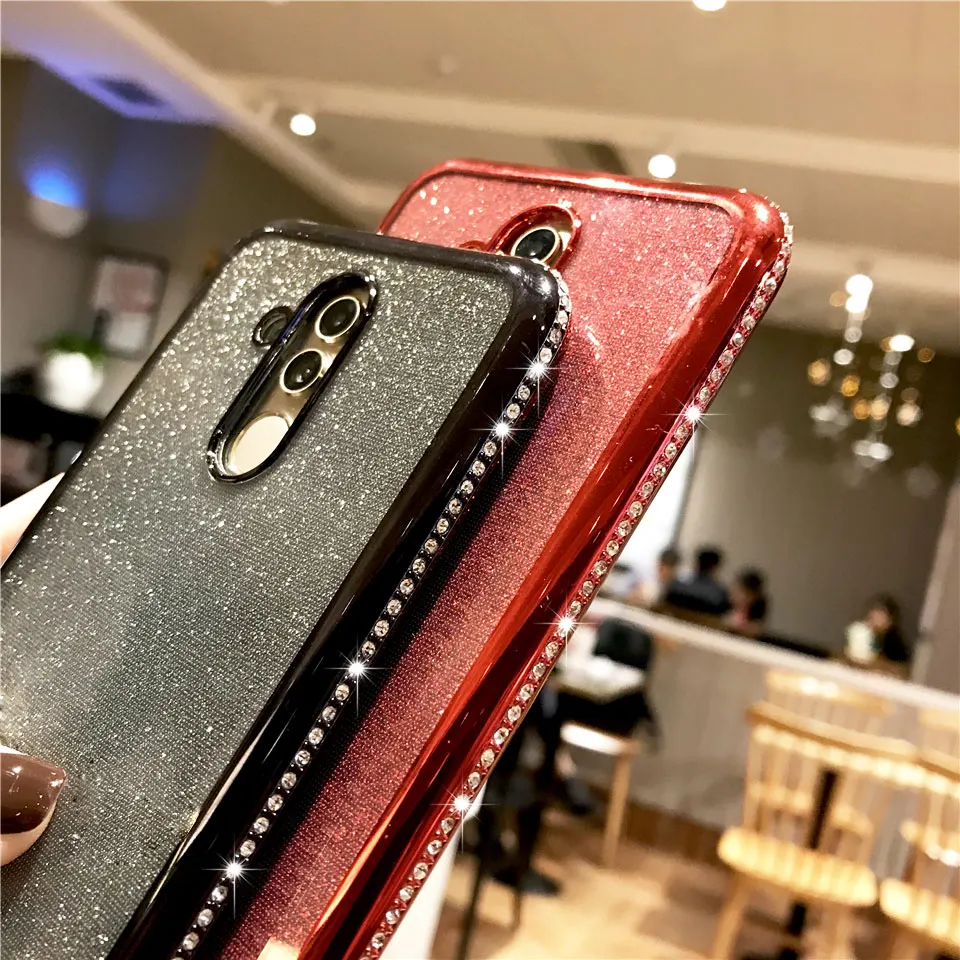 Алмазный Корпус из ТПУ для Huawei Mate 20 Pro 10 Lite P20 P30 Nova 3 Honor 8X 7X Блестящий бампер iPhone X XR XS
